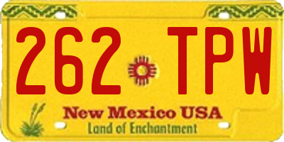NM license plate 262TPW