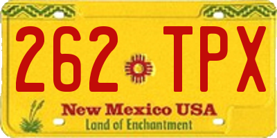 NM license plate 262TPX