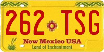 NM license plate 262TSG