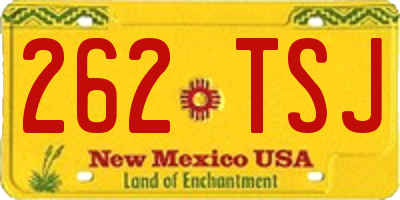 NM license plate 262TSJ