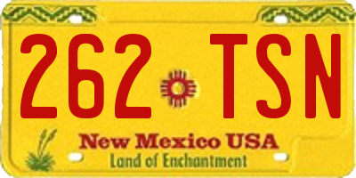 NM license plate 262TSN