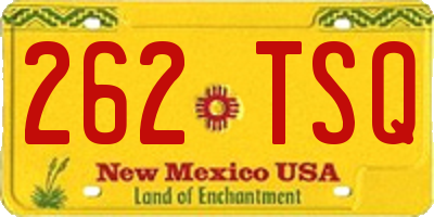 NM license plate 262TSQ