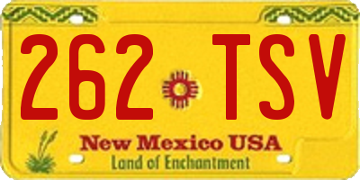 NM license plate 262TSV