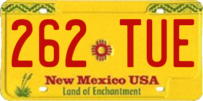 NM license plate 262TUE