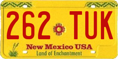 NM license plate 262TUK