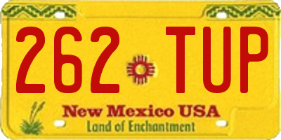 NM license plate 262TUP