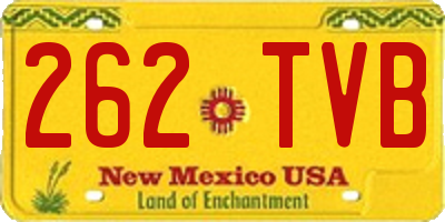 NM license plate 262TVB