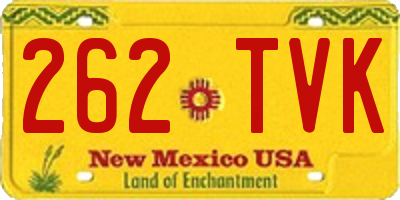 NM license plate 262TVK