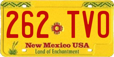 NM license plate 262TVO