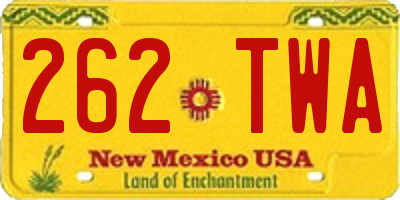 NM license plate 262TWA