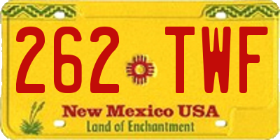 NM license plate 262TWF