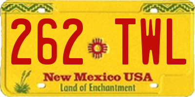 NM license plate 262TWL