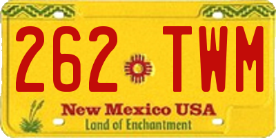 NM license plate 262TWM