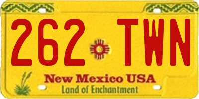 NM license plate 262TWN