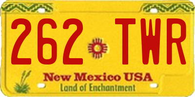 NM license plate 262TWR