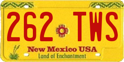 NM license plate 262TWS