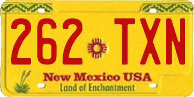 NM license plate 262TXN