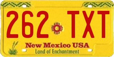 NM license plate 262TXT