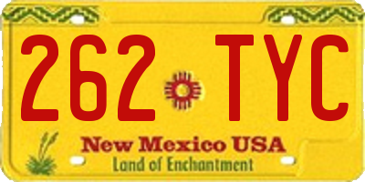 NM license plate 262TYC