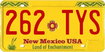 NM license plate 262TYS