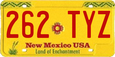 NM license plate 262TYZ