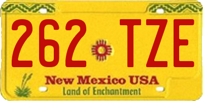 NM license plate 262TZE