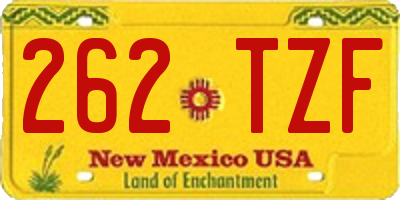 NM license plate 262TZF