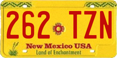 NM license plate 262TZN