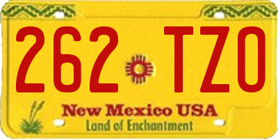 NM license plate 262TZO
