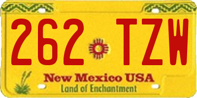 NM license plate 262TZW