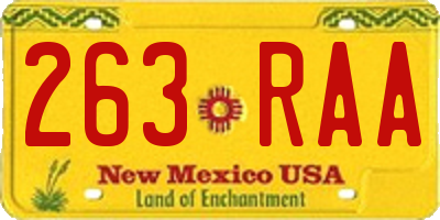 NM license plate 263RAA