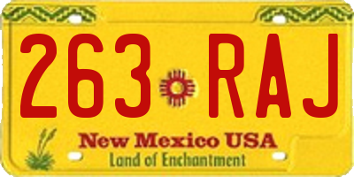 NM license plate 263RAJ