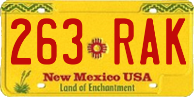 NM license plate 263RAK