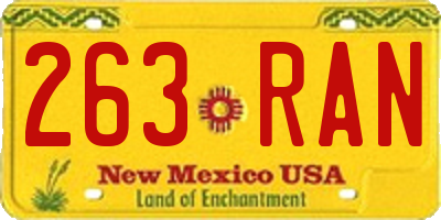 NM license plate 263RAN