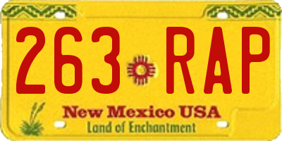 NM license plate 263RAP