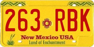 NM license plate 263RBK