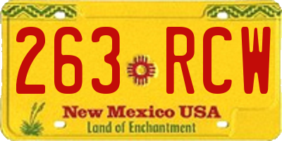 NM license plate 263RCW