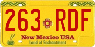 NM license plate 263RDF