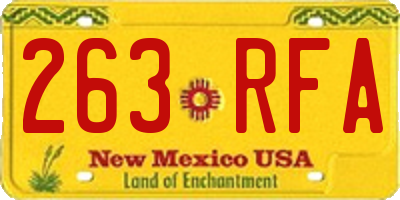 NM license plate 263RFA