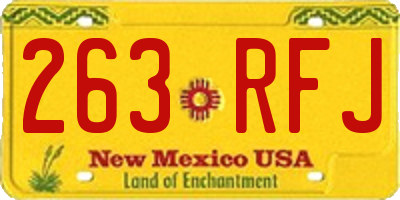 NM license plate 263RFJ