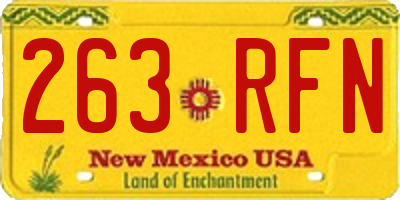NM license plate 263RFN