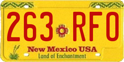 NM license plate 263RFO