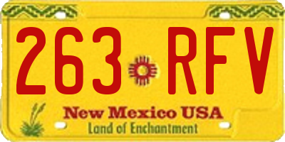 NM license plate 263RFV