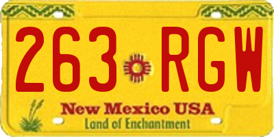 NM license plate 263RGW