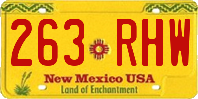 NM license plate 263RHW