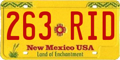 NM license plate 263RID
