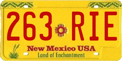 NM license plate 263RIE