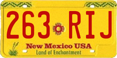 NM license plate 263RIJ