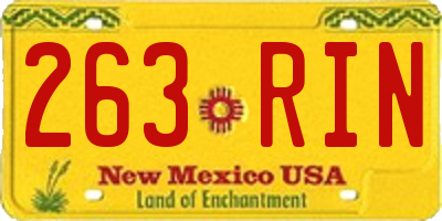 NM license plate 263RIN