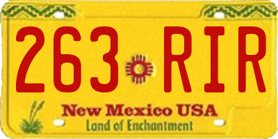 NM license plate 263RIR